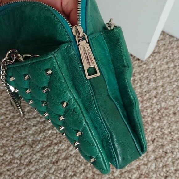 Rebecca Minkoff greenish turquoise Diamond Quilt and Stud Mikey Bag - Picture 7 of 12